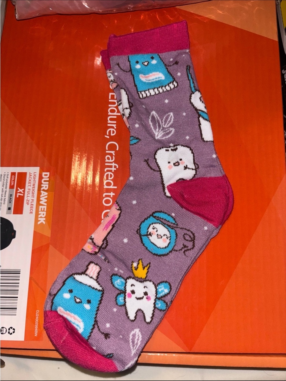 Purple Novelty Tooth Pattern women  Socks - Unbranded